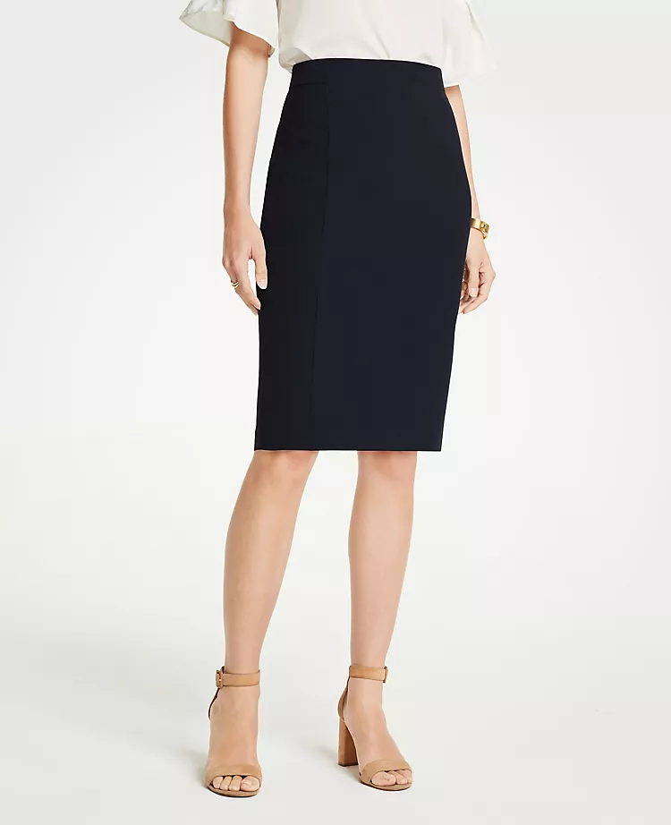 Navy Seamed Pencil Skirt with Seasonless Stretch for Professional Style 2 Navy Seamed Pencil Skirt with Seasonless Stretch for Professional Style - Image 2