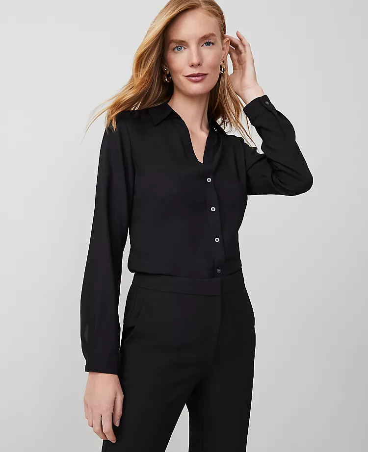 Satin Essential Shirt Black 1 Satin Essential Shirt Black