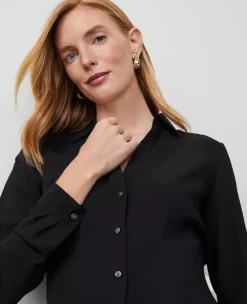 Satin Essential Shirt Black 5 Satin Essential Shirt Black -Ann Taylor Store 483334 2222 ALT2