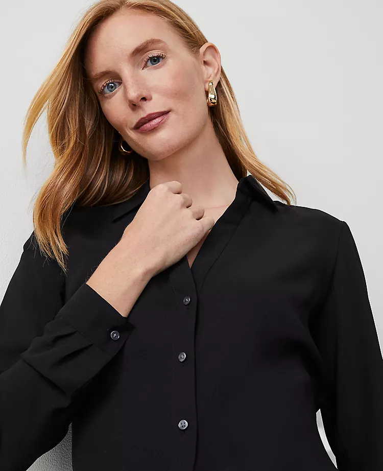 Satin Essential Shirt Black 3 Satin Essential Shirt Black - Image 3