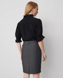 Dark Grey Bi-Stretch Pencil Skirt: Wrinkle-Resistant Tailored Fit -Ann Taylor Store 504517 6086 ALT2 1