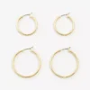 Elegant Gold Hoop Earring Set - Versatile 2-Piece Polished Jewelry Set