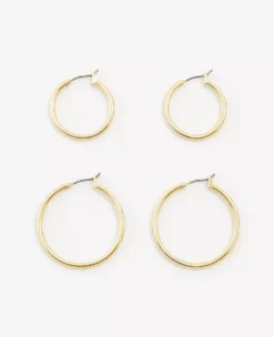 Elegant Gold Hoop Earring Set - Versatile 2-Piece Polished Jewelry Set