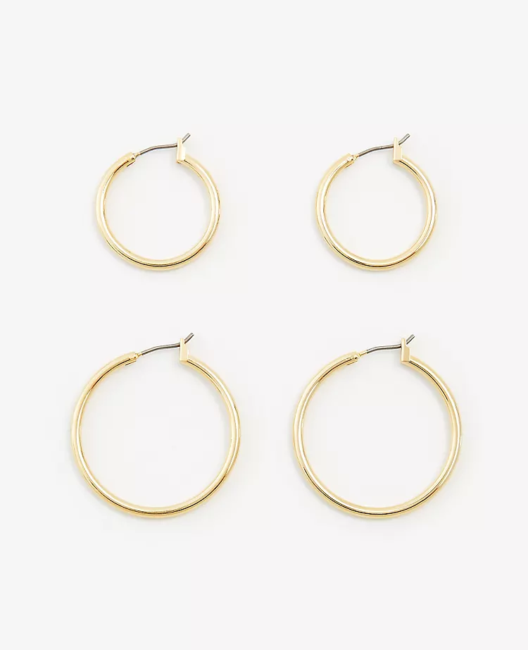 Elegant Gold Hoop Earring Set - Versatile 2-Piece Polished Jewelry Set 1 Elegant Gold Hoop Earring Set - Versatile 2-Piece Polished Jewelry Set