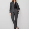 Women's Dark Grey Bi-Stretch Side Zip Straight Leg Dress Pants