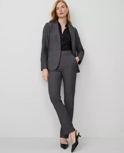 Women's Dark Grey Bi-Stretch Side Zip Straight Leg Dress Pants