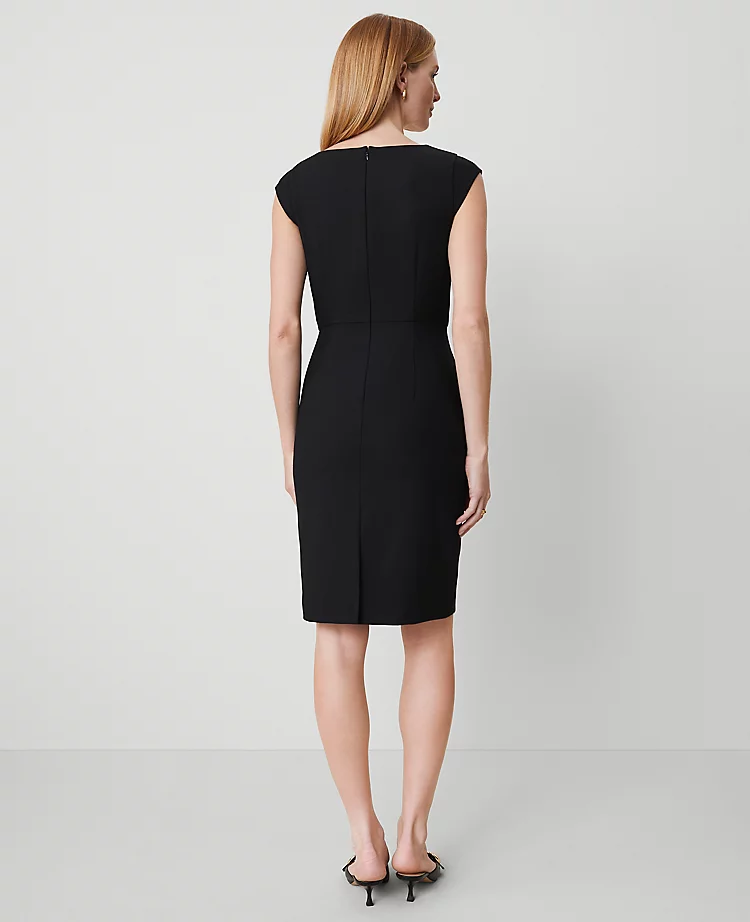 Elegant Bi-Stretch Scoop Neck Sheath Dress with Pockets - Black 2 Elegant Bi-Stretch Scoop Neck Sheath Dress with Pockets - Black - Image 2