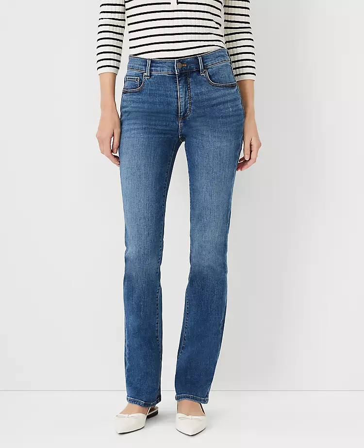 Mid Rise Sculpting Boot Cut Jeans in Mid Stone Wash 1 Mid Rise Sculpting Boot Cut Jeans in Mid Stone Wash
