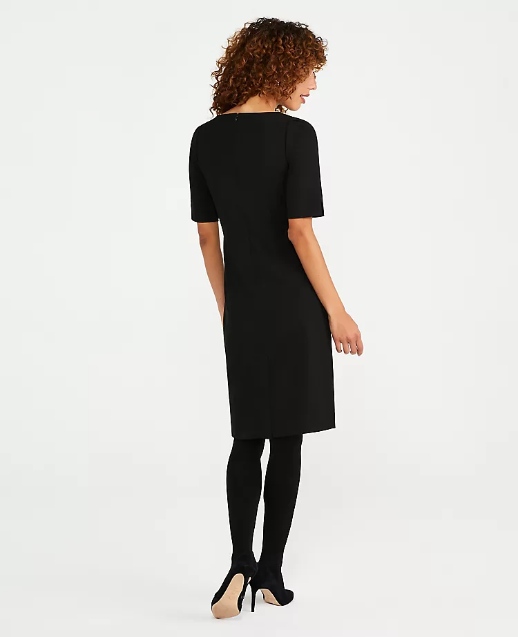 Petite Square Neck Sheath Dress in Seasonless Stretch Core Black 2 Petite Square Neck Sheath Dress in Seasonless Stretch Core Black - Image 2