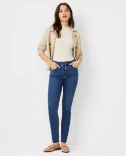 Sculpting Mid-Rise Skinny Jeans in Mid Stone Wash - Flattering Performance Stretch 5 Sculpting Mid-Rise Skinny Jeans in Mid Stone Wash - Flattering Performance Stretch -Ann Taylor Store 545553 4484 ALT2