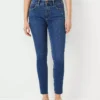 Petite Curvy Sculpting Mid Rise Skinny Jeans in Mid Stone Wash