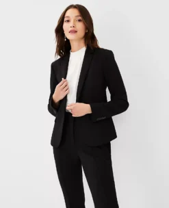 Tailored Double Knit One-Button Blazer - Stretch Comfort & Wrinkle-Resistant