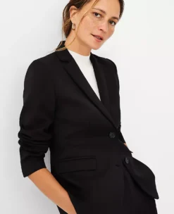 Women's Stretchy Double Knit Two-Button Blazer - Black -Ann Taylor Store 572756 2222 ALT2 1