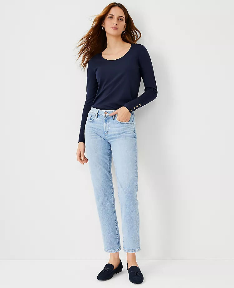 Sculpting Pocket Mid Rise Taper Jeans In Light Vintage Indigo Wash 1 Sculpting Pocket Mid Rise Taper Jeans In Light Vintage Indigo Wash