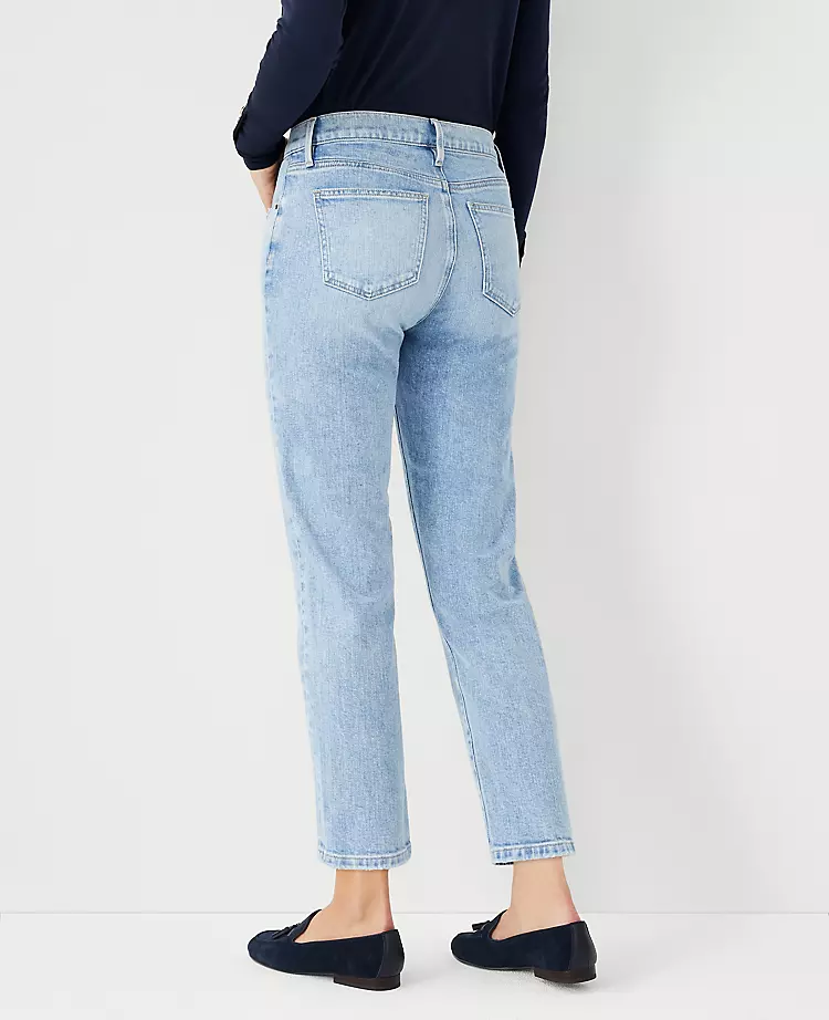 Sculpting Pocket Mid Rise Taper Jeans In Light Vintage Indigo Wash 2 Sculpting Pocket Mid Rise Taper Jeans In Light Vintage Indigo Wash - Image 2