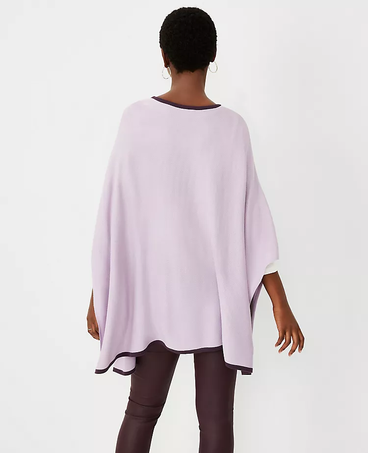 Elegant Contrast Tipped Poncho for Effortless Transitional Styling 2 Elegant Contrast Tipped Poncho for Effortless Transitional Styling - Image 2