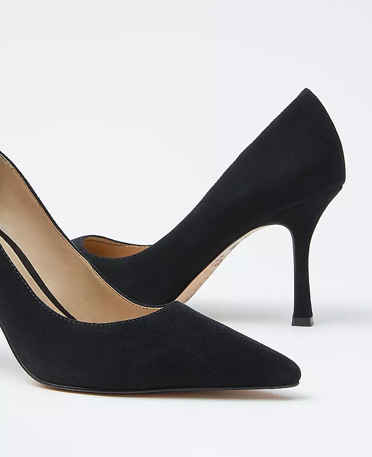 Pointed Toe Suede Pumps - Mila Elegant 3.25 Inch Curved Heels 2 Pointed Toe Suede Pumps - Mila Elegant 3.25 Inch Curved Heels - Image 2