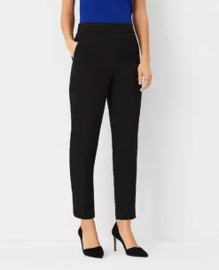 Eva Petite Easy Ankle Pant - Slim Tapered Black Trousers