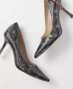 Tortoiseshell Print Pumps - Mila Pointy Toe Leather Heels