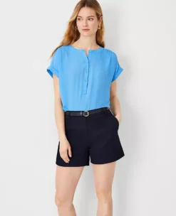 Petite Relaxed Drop Shoulder Popover Blouse