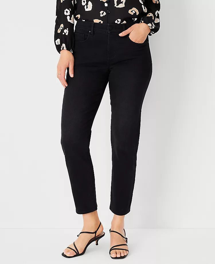 Sculpting Mid Rise Tapered Jeans - Faded Black Stretch Denim 1 Sculpting Mid Rise Tapered Jeans - Faded Black Stretch Denim