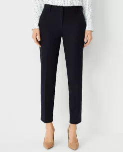 Petite Curvy Fit Ankle Pants - Slim Leg Navy Trousers