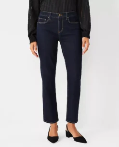 Sculpting Mid Rise Taper Jeans in Premium Rinse Wash Denim