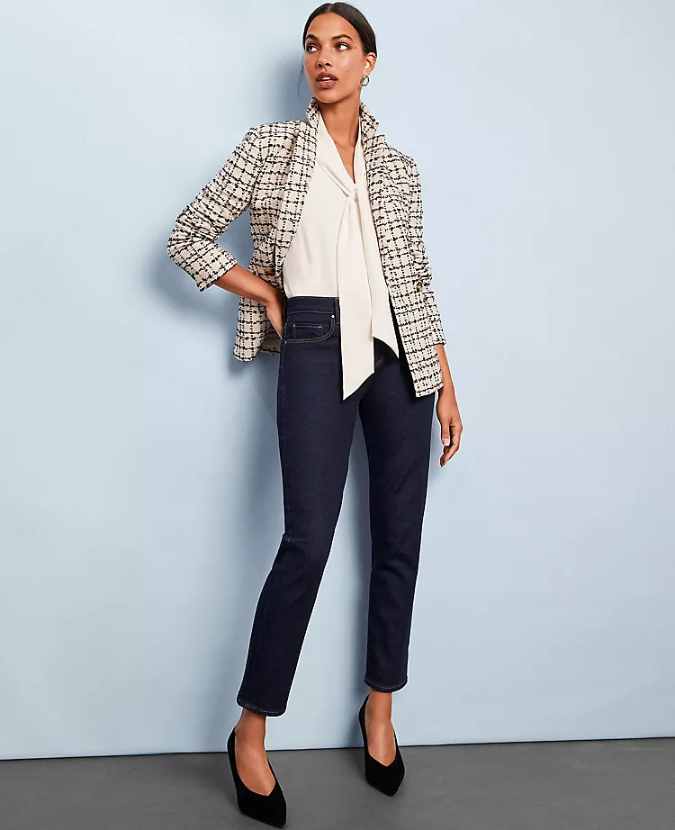 Sculpting Mid Rise Taper Jeans in Premium Rinse Wash Denim 4 Sculpting Mid Rise Taper Jeans in Premium Rinse Wash Denim - Image 4