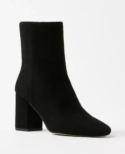 Black Suede Heeled Booties - Pointy Toe Ankle Boots with Padded Comfort