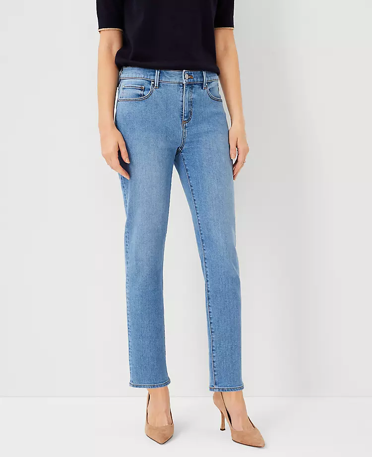 Sculpting Mid Rise Tapered Jeans in Light Vintage Indigo 1 Sculpting Mid Rise Tapered Jeans in Light Vintage Indigo