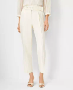 Tailored High Rise Belted Tapered Ankle Pants