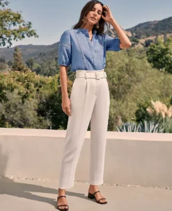 Tailored High Rise Belted Tapered Ankle Pants -Ann Taylor Store 602123 9192 MKTG1