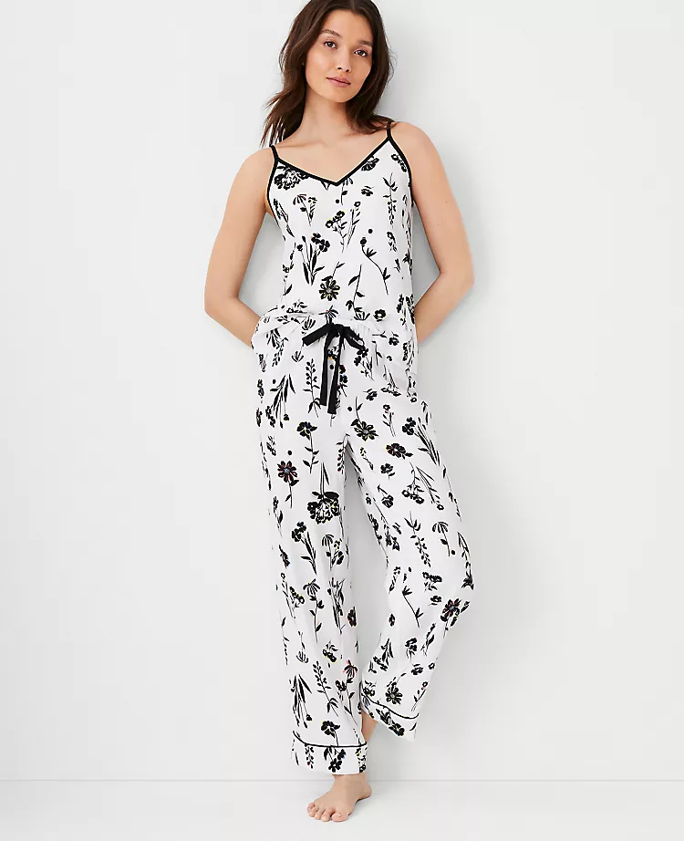 Soft Floral Pajama Set for Women - Adjustable Cami and Drawstring Pants 1 Soft Floral Pajama Set for Women - Adjustable Cami and Drawstring Pants