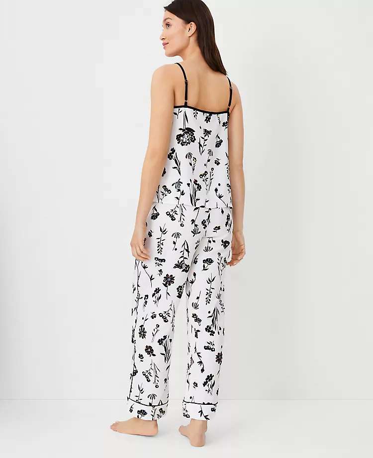 Soft Floral Pajama Set for Women - Adjustable Cami and Drawstring Pants 2 Soft Floral Pajama Set for Women - Adjustable Cami and Drawstring Pants - Image 2