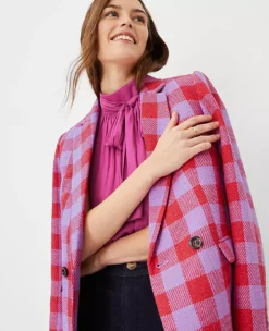 Modern Plaid Double Breasted Longline Blazer 11 Modern Plaid Double Breasted Longline Blazer -Ann Taylor Store 602457 8581 ALT2