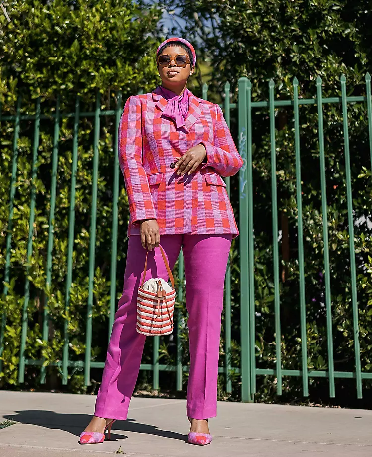 Modern Plaid Double Breasted Longline Blazer 9 Modern Plaid Double Breasted Longline Blazer - Image 9