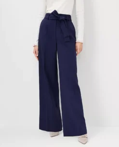 The Tie Waist Wide Leg Pant In Soft Twill