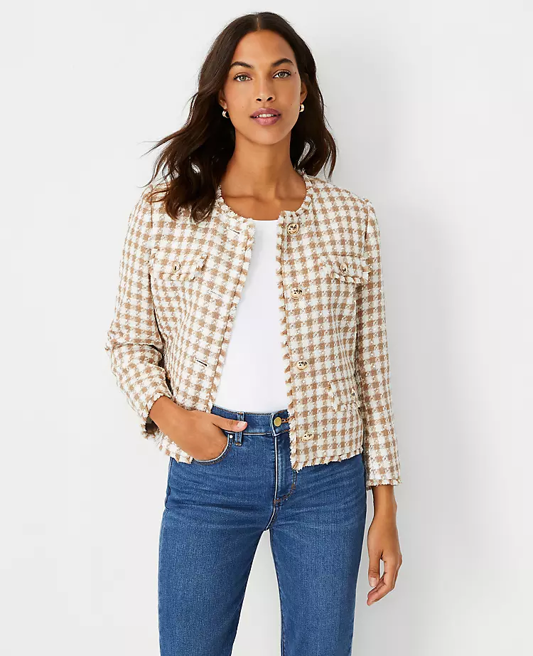 Elegant Fringe-Trimmed Tweed Button Jacket 1 Elegant Fringe-Trimmed Tweed Button Jacket