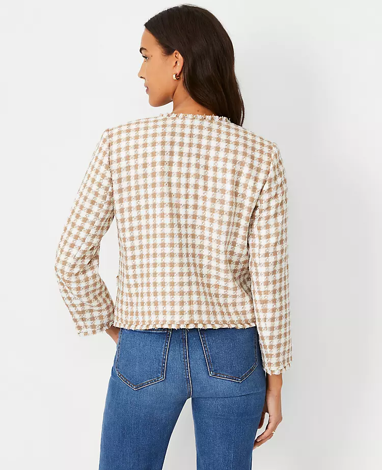 Elegant Fringe-Trimmed Tweed Button Jacket 2 Elegant Fringe-Trimmed Tweed Button Jacket - Image 2