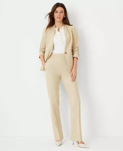 Bi-Stretch Straight Leg Dress Pants with Hidden Side Zip - Toasted Oat