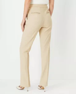 Bi-Stretch Straight Leg Dress Pants with Hidden Side Zip - Toasted Oat -Ann Taylor Store 602882 7879 ALT2