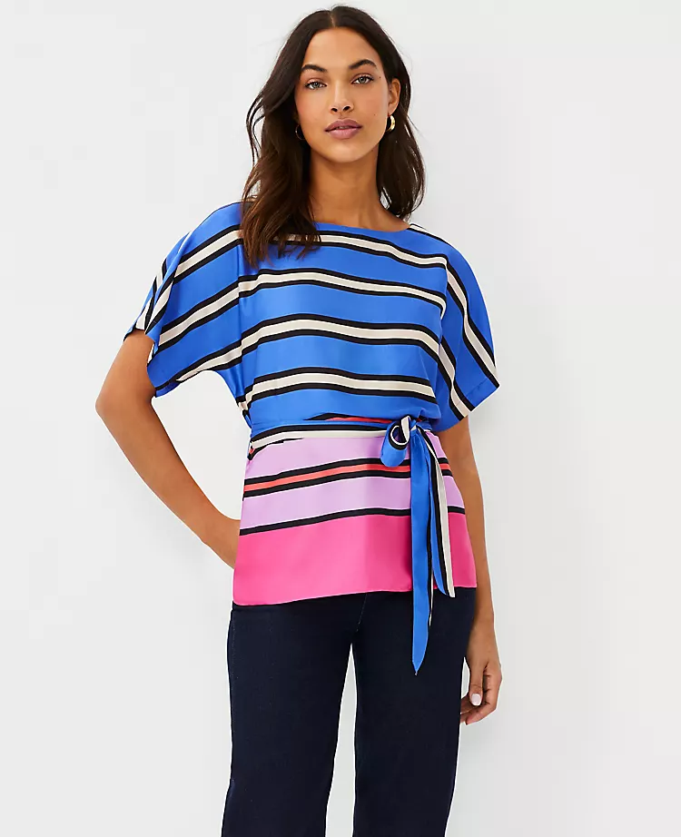 Stripe Belted Dolman Sleeve Top 1 Stripe Belted Dolman Sleeve Top