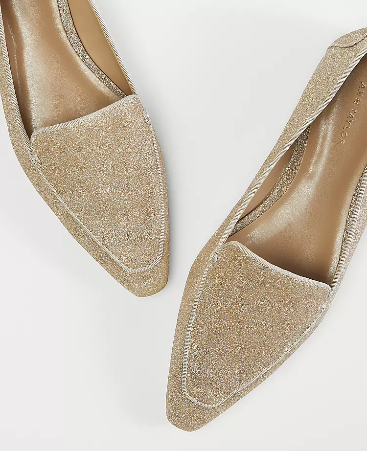 Pointy Toe Glitter Flats with Padded Comfort Footbed 2 Pointy Toe Glitter Flats with Padded Comfort Footbed - Image 2