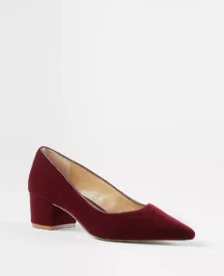 Elegant Velvet Mid Block Heel Pumps with Pointed Toe