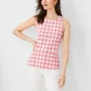 Plaid Textured Halter Shell