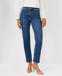 Sculpting High Rise Straight Jeans in Classic Mid Wash