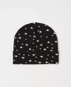 Shimmer Star Print Knit Beanie - Warm & Stylish Winter Hat