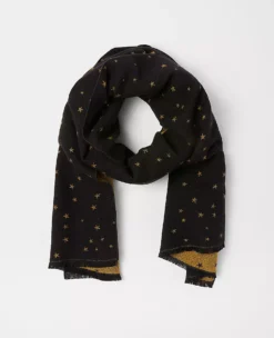 Star Print Blanket Scarf - Shimmer Metallic Wrap for Women