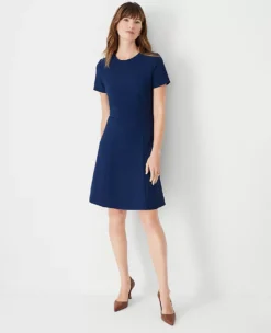 The Flare Dress In Fluid Crepe Pure Sapphire