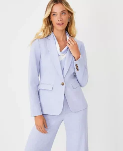 Women's Tailored Notched Blazer in Textured Cross Weave